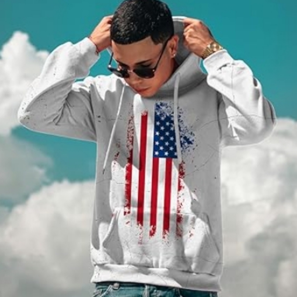 3D Print Pullover Hoodie Sweatshirt Women /Men  White Flag